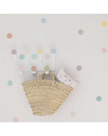Coat rack with pastel colour dots stickers