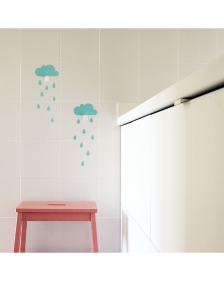 Wall hanger sky blue clouds and raindrop stickers