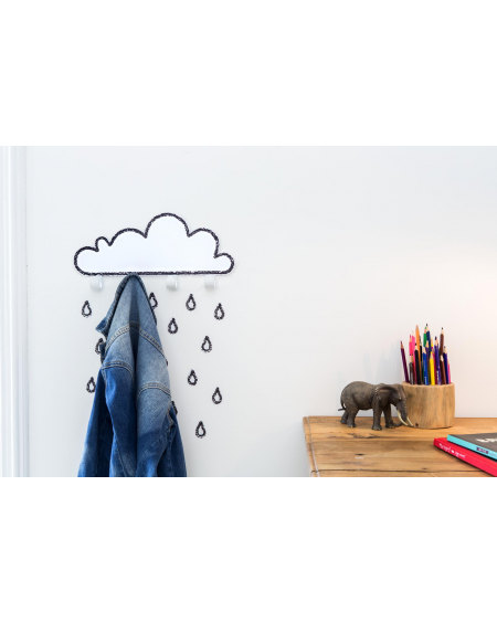 Coat rack white cloud and raindrop stickers