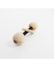 Baby rattle black and wood ring