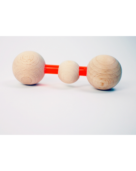 Hochet orange et boule en bois