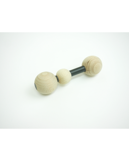 Baby rattle black and wood ball