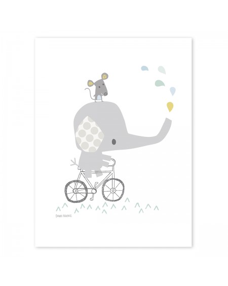 bébé éléphant sur son vélo - Affiche décorative - lilipinso - mylowonders