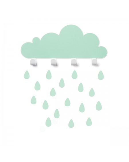 Coat rack mint cloud and raindrop stickers - mylowonders