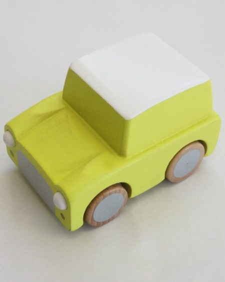 Wooden Wind Up Car - Yellow - mylowonders