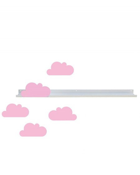 Longue étagère & stickers nuages roses - MyloWonders