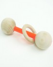 Baby rattle neon orange and wood ring - MyloWonders
