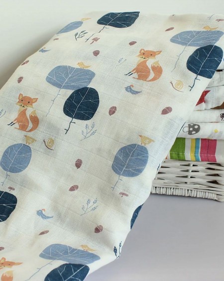 Organic Swaddle Blanket Fox - mama siesta - mylowonders