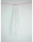 White muslin with mint "&"