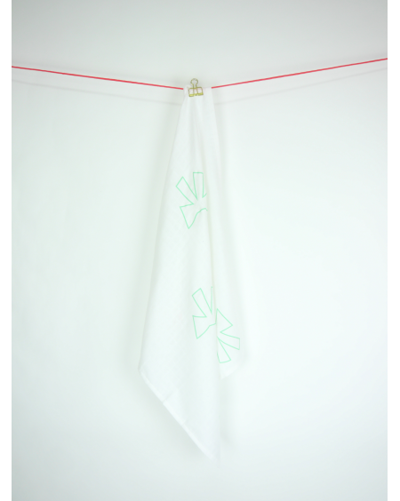 White muslin with big mint bows