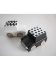 Wooden Wind Up Car - Monochrome dots